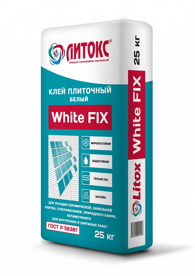 Клей белый плиточный White Fix 25 кг/56
