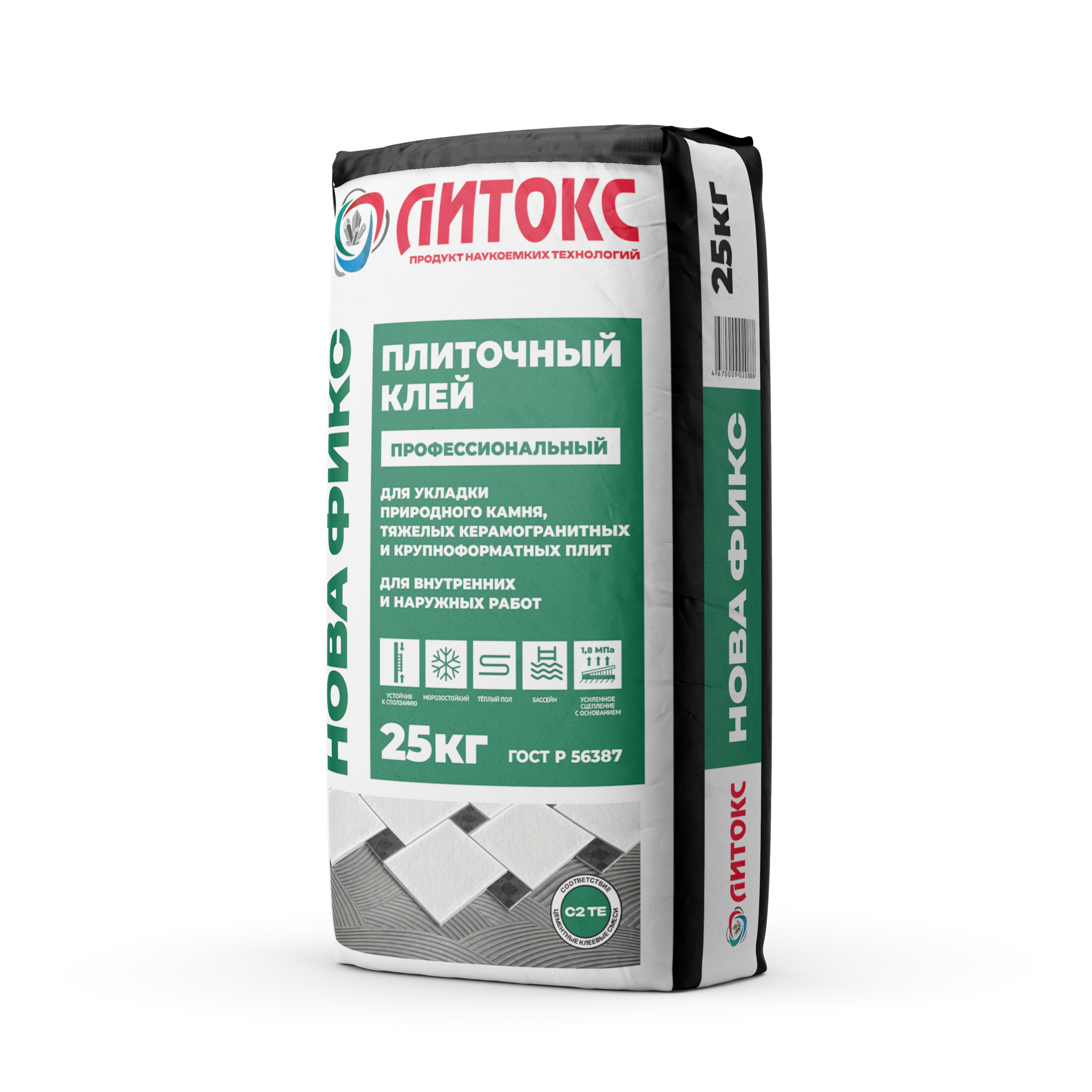 Клей плиточный усиленный НОВА ФИКС  25кг/56
